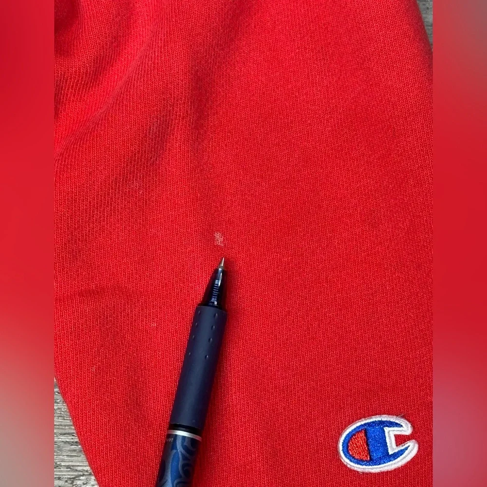 Champion Reverse Weave Red Crewneck Sweatshirt Small Spellout Logo GUC